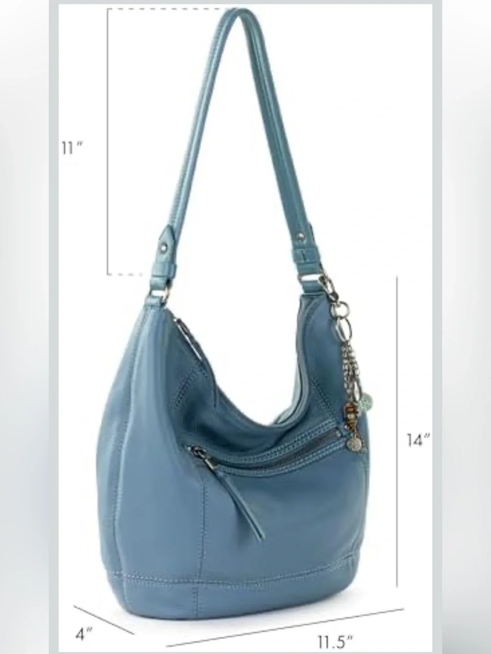 the sak teal blue Pebbled Leather roomy lightweight hobo shoulder bag
